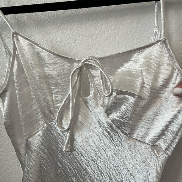 Elegant Lulus White Satin Slip Dress With Deep Back - Picture 7 of 9